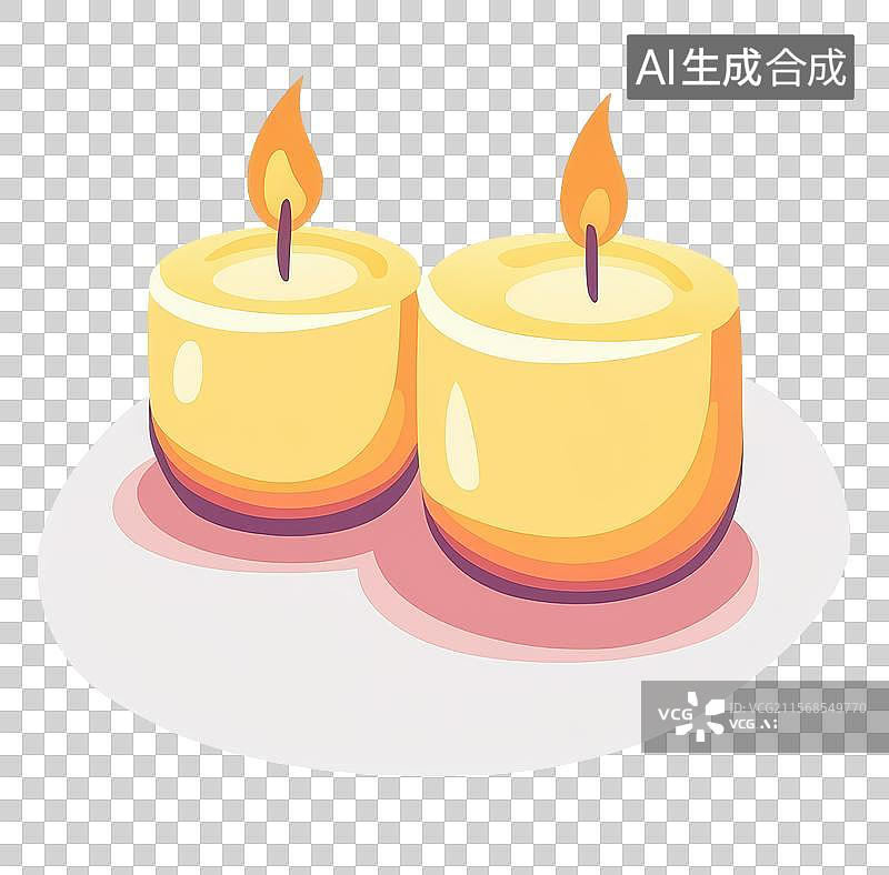 【AI数字艺术】3D渲染免扣图元素两根蜡烛图片素材