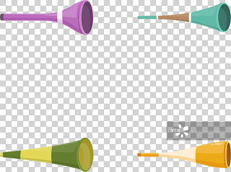 一组五彩缤纷的派对喇叭图片素材