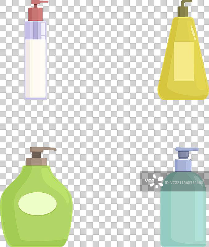 一组卡通肥皂分配器，孤立在白色背景上图片素材