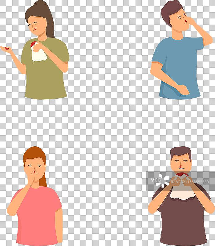 一组表现出疾病迹象的人们图片素材