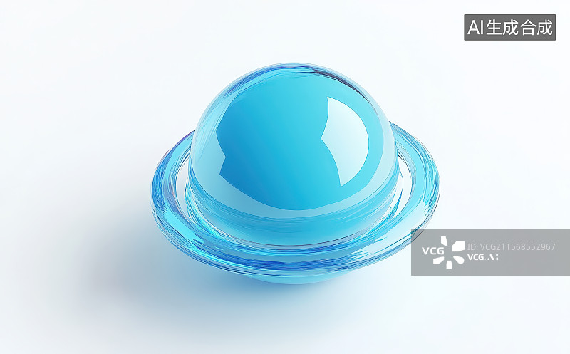 【AI数字艺术】白色背景下的带有星环的行星图片素材