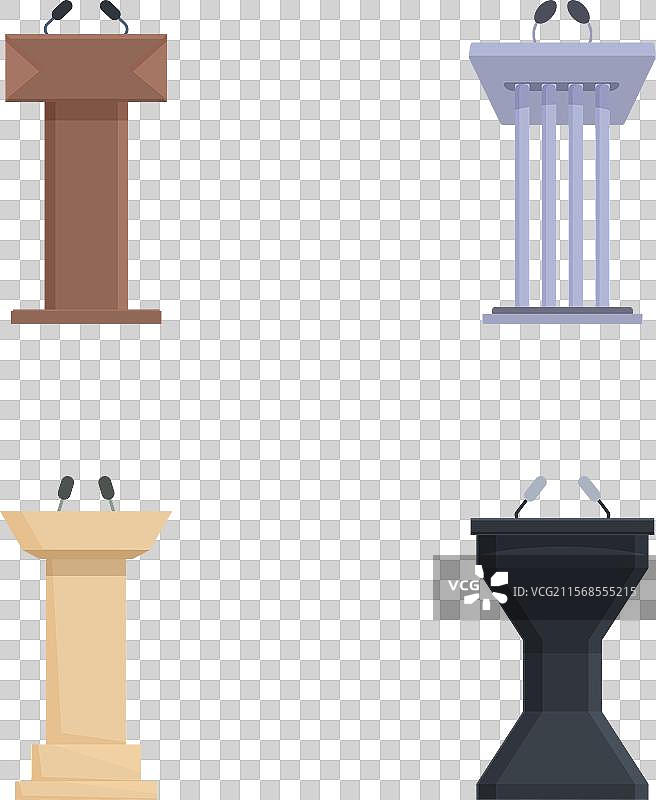 四个不同的讲台在白色背景上图片素材