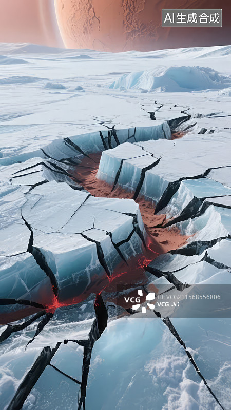 【AI数字艺术】冰裂与熔岩图片素材