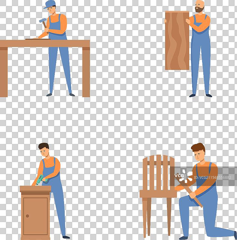 一组木匠在工作图片素材