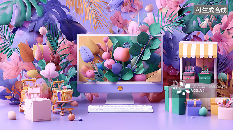【AI数字艺术】AIGC，电商节购物网购促销海报3d插画图片素材