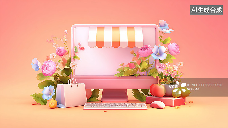 【AI数字艺术】AIGC，电商节购物网购促销海报3d插画图片素材