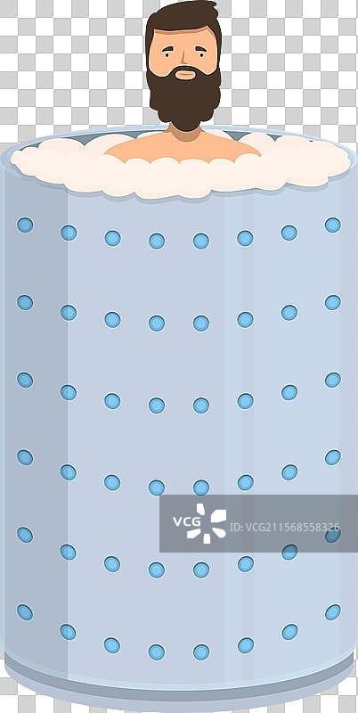 留胡子的男人在冷疗舱中放松图片素材