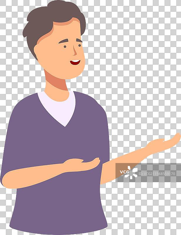 男性角色用手势表达。图片素材