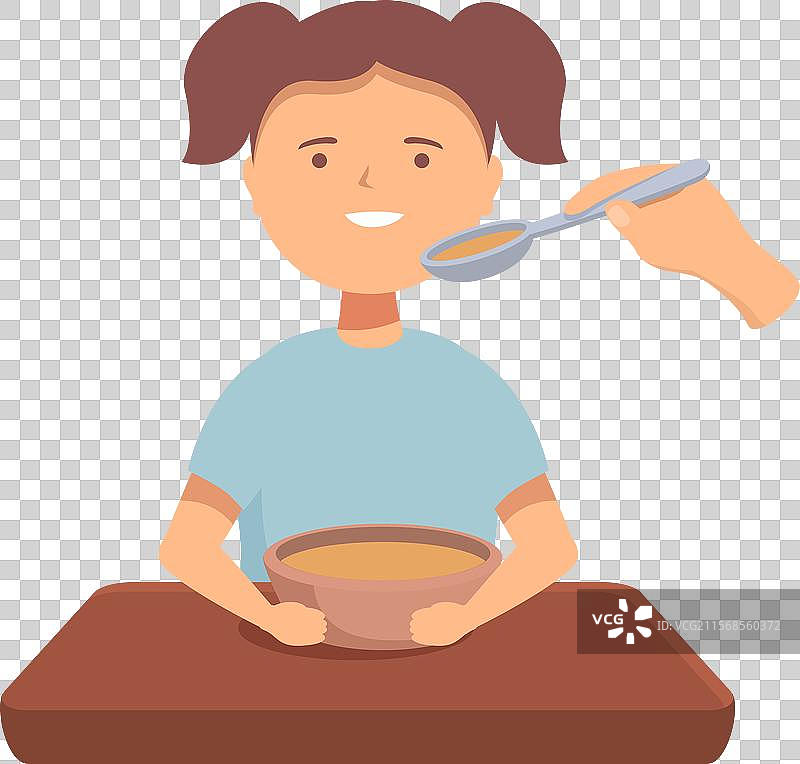 快乐的小女孩正在被护士喂汤图片素材