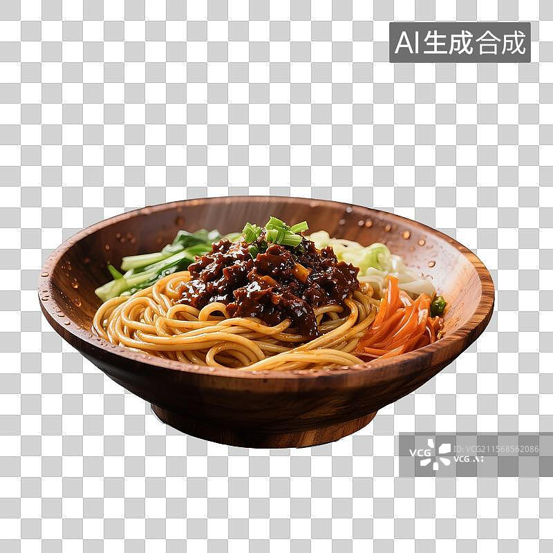 【AI数字艺术】炸酱面，重庆小面，面条特写图片素材