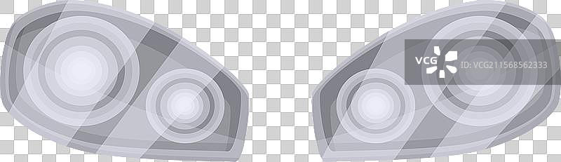 现代汽车的车头灯在白色背景上闪耀。图片素材