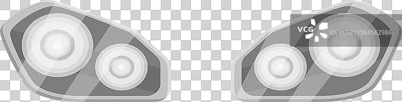 一对现代汽车大灯照亮了图片素材