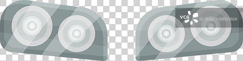 一对逼真的汽车大灯照亮前方图片素材