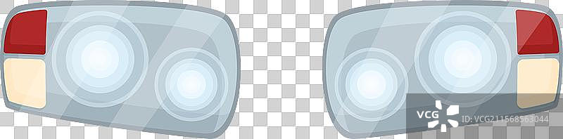 一对现代汽车大灯明亮地照射着图片素材