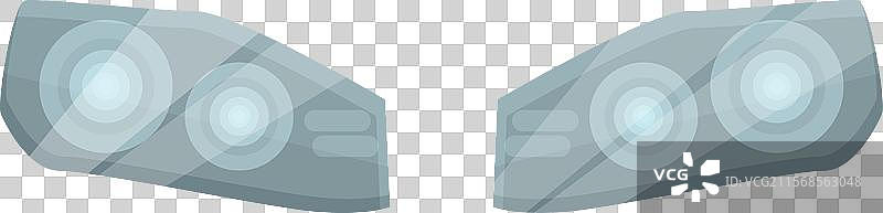 一对逼真的现代汽车大灯闪耀着光芒图片素材