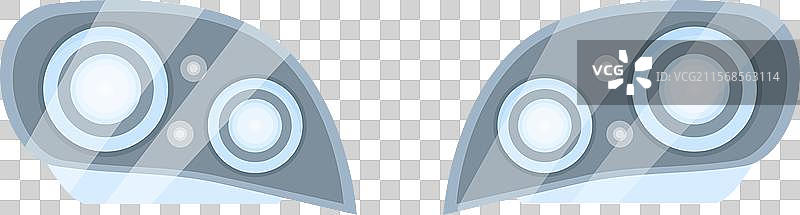 一对逼真的汽车大灯照亮前方图片素材