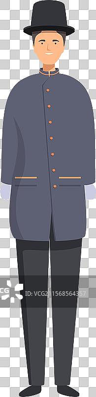 友好的酒店门童微笑着穿着他的制服图片素材