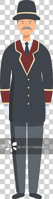 老年男性门卫正在欢迎客人。图片素材