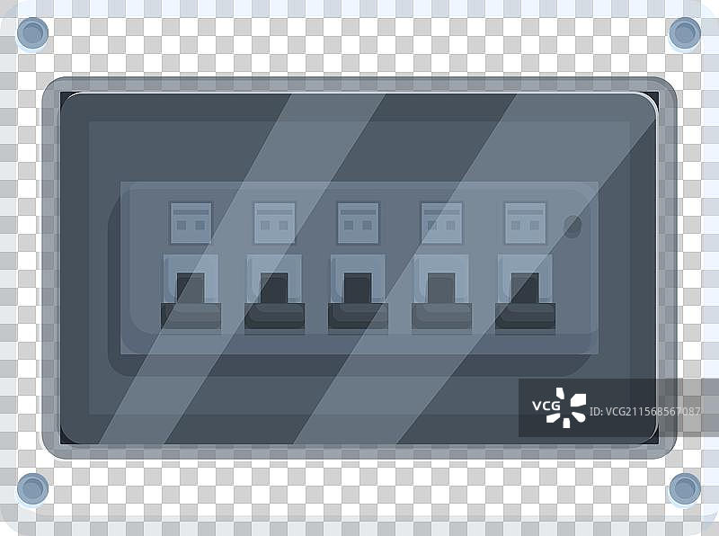 带有六个开关的电气面板保护装置图片素材