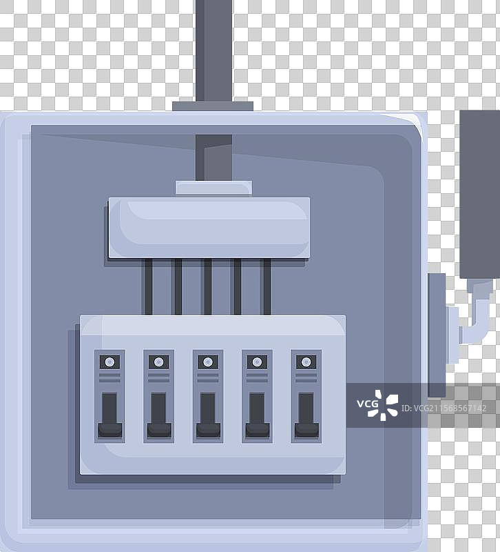 带有五个断路器的电气面板图片素材