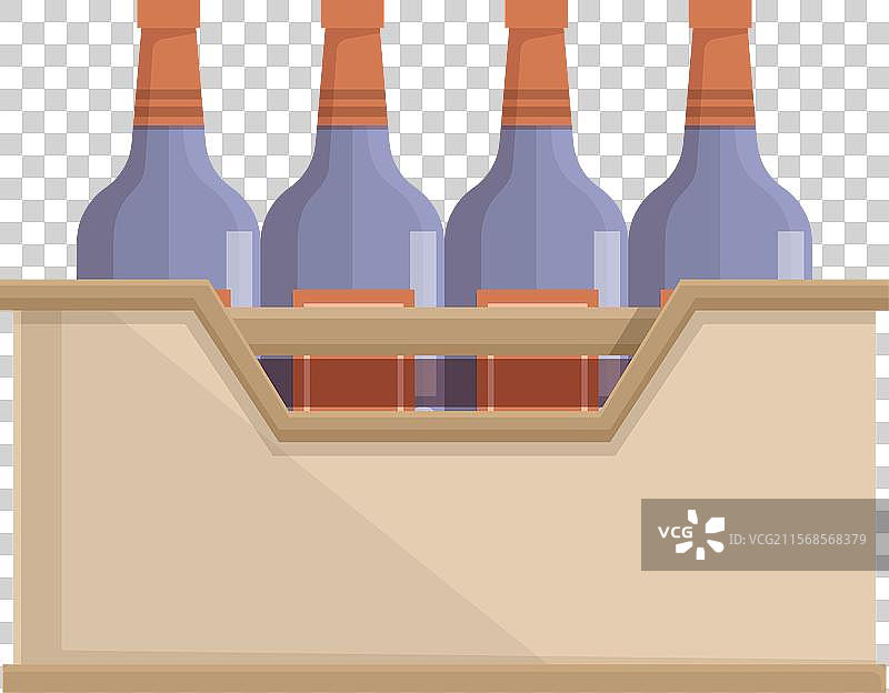 四瓶酒放在一个木箱里图片素材