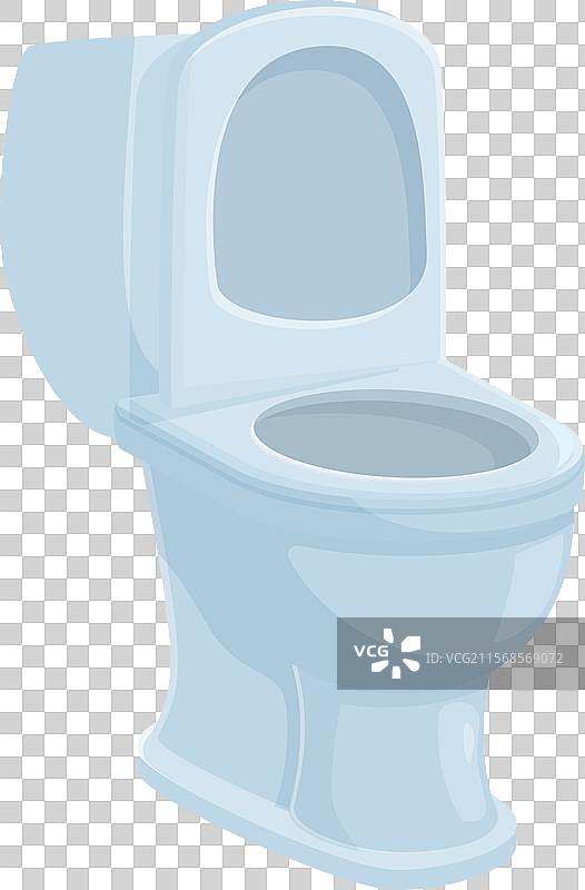 白色马桶静静地放在地板上，盖子打开。图片素材