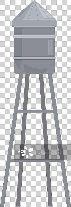 大型金属水塔为一个城镇提供水源图片素材