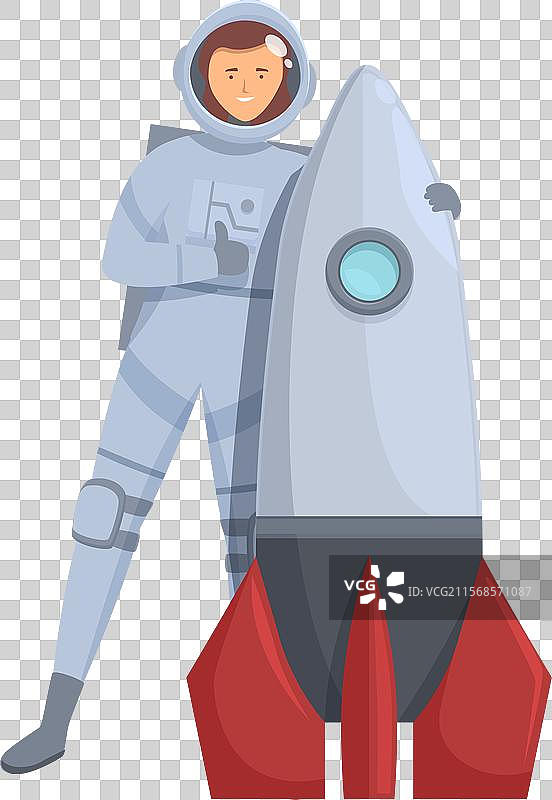 微笑的宇航员竖起大拇指站在旁边图片素材