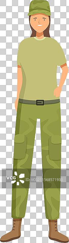 自信的年轻女兵正在摆姿势与她的图片素材