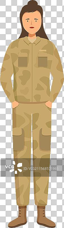 自信的女兵双手插在口袋里站着图片素材