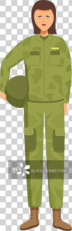 自信的女性士兵自豪地站立在图片素材