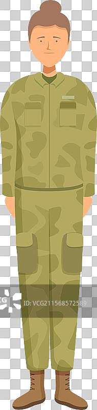 年轻女兵穿着迷彩制服图片素材