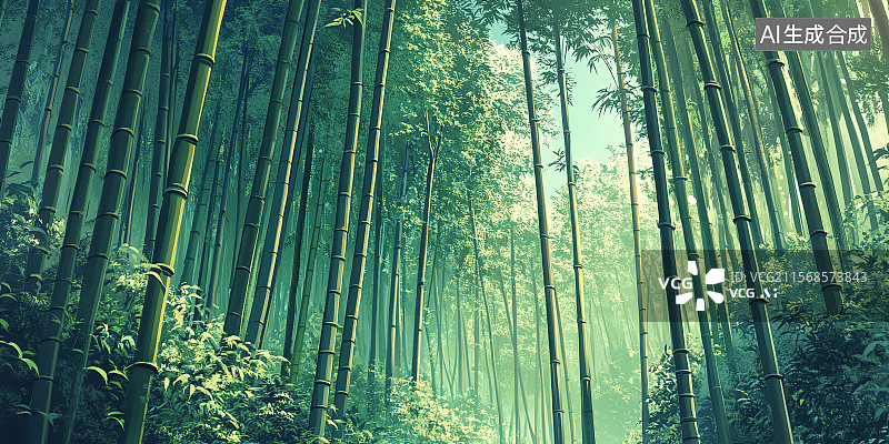 【AI数字艺术】竹林写实风插图图片素材