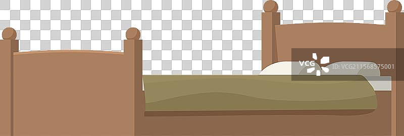 带木框的绿色大双人床图片素材