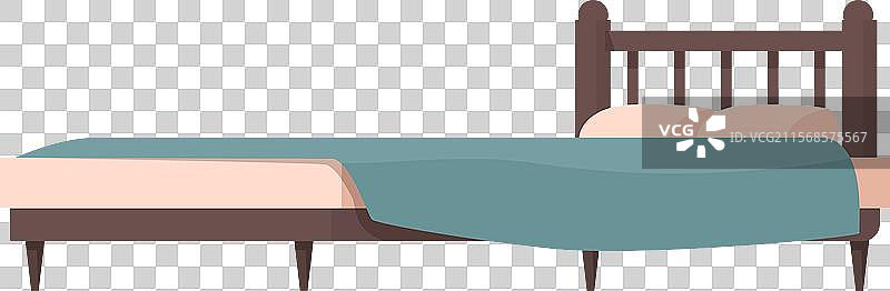带枕头和毯子的木床家具图片素材