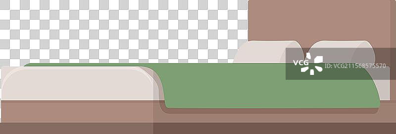 带木框的大双人床和绿色毛毯图片素材