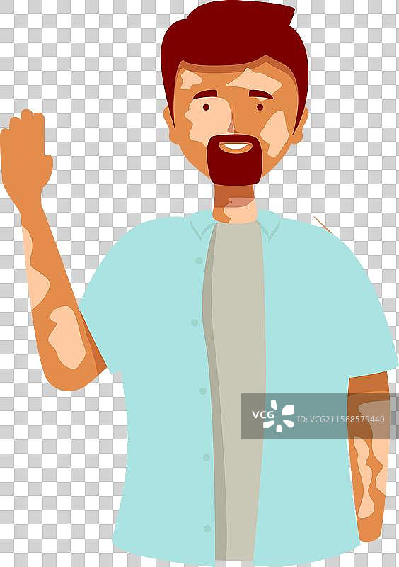 微笑的白癜风男性挥手致意图片素材