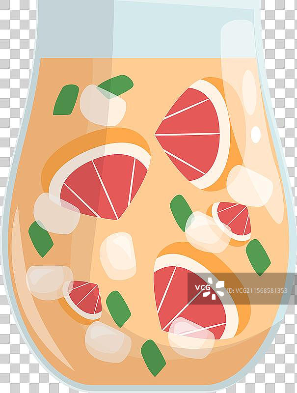 清爽的夏季饮品，配有葡萄柚片和图片素材