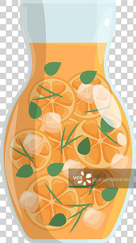 装满清爽橙子和薄荷的玻璃壶图片素材