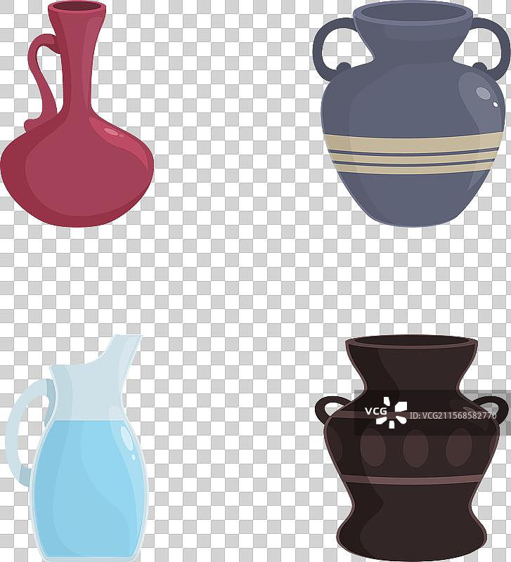 各种卡通风格的古代和现代花瓶图片素材