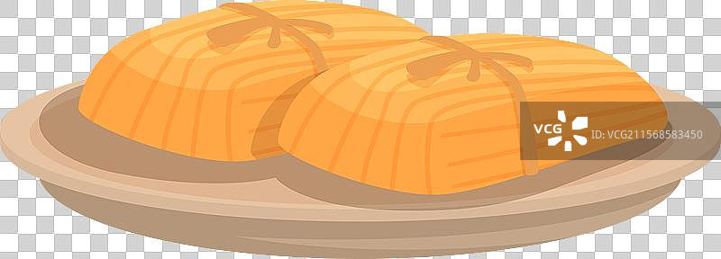 两只新鲜的玉米饺子放在圆盘上图片素材