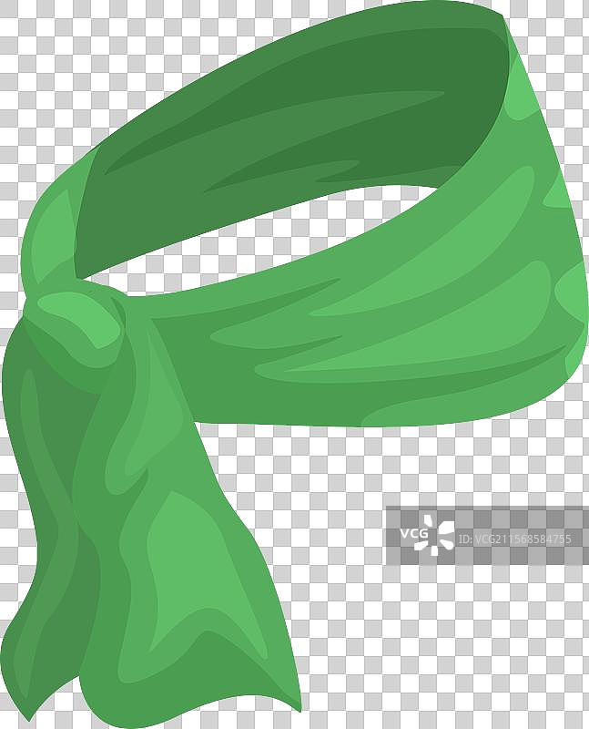 绿色头巾折叠后放在白色背景上图片素材