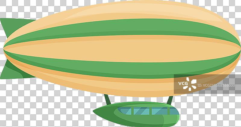 绿色和黄色的飞艇在蓝天中飞行图片素材