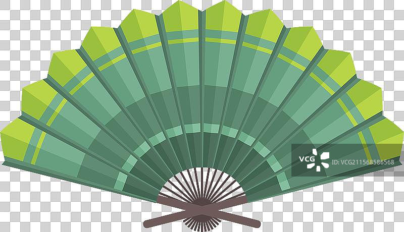 绿色和黄色的手扇折叠并展开展示图片素材