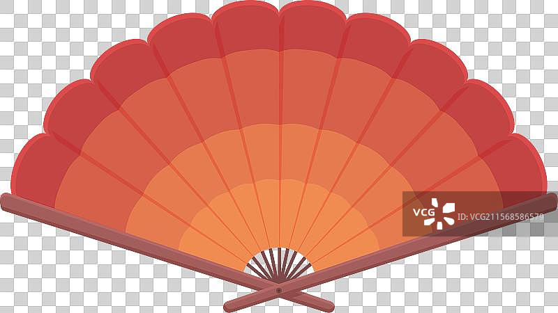 传统红橙色手持折扇图片素材