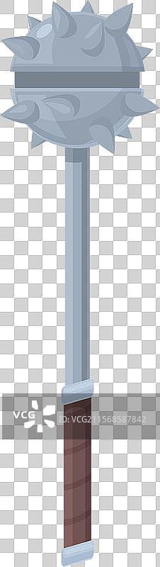 medieval spiked mace weapon standing on white图片素材