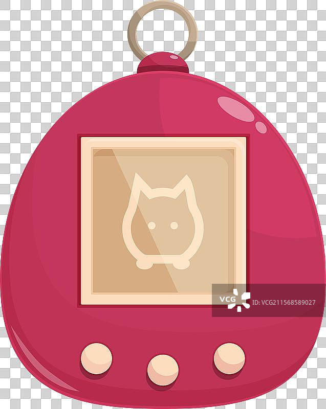 粉色虚拟宠物钥匙链玩具，显示一只猫咪图片素材