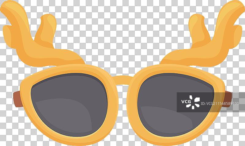 yellow sunglasses with antlers having fun at a图片素材