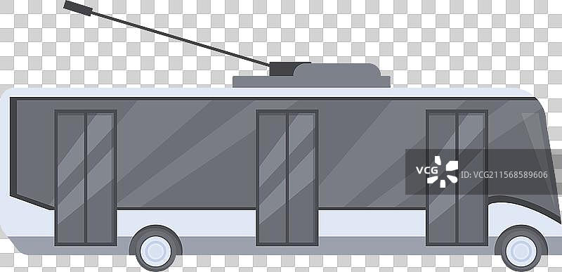 现代无轨电车在公交站等候图片素材