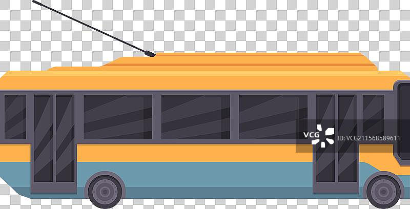 黄色电车在城市公共交通中行驶图片素材